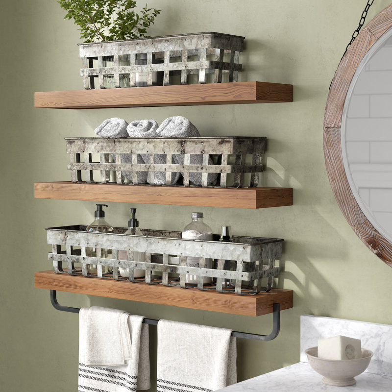 Laurel Foundry Modern Farmhouse 3 Piece Iron Open Weave Basket Set